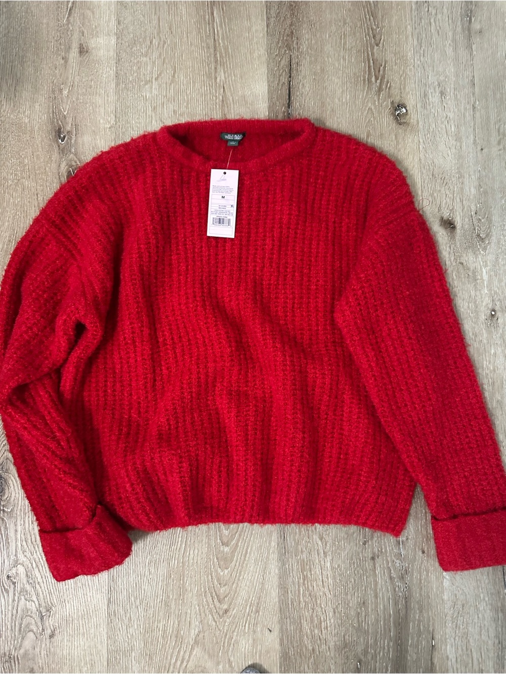 wild fable Red Ribbed Crewneck Sweater